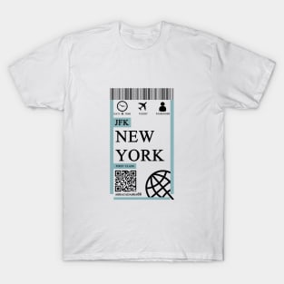 New York flight ticket boarding pass simple T-Shirt